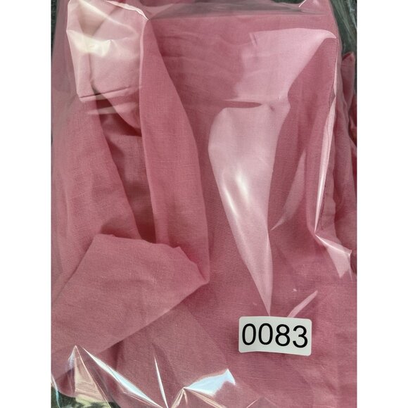 ZARA M Pink‎ Linen Cotton Button Front Shirt Dress Tunic Long Sleeve High Low - Picture 7 of 7